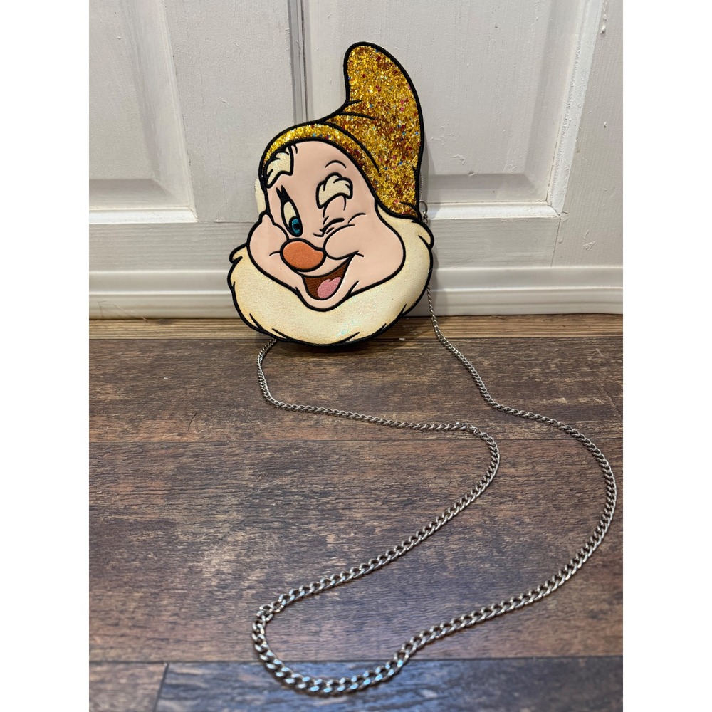 Danielle Nicole Disney Snow White Happy Dwarf Glitter Crossbody Bag Gold Silver